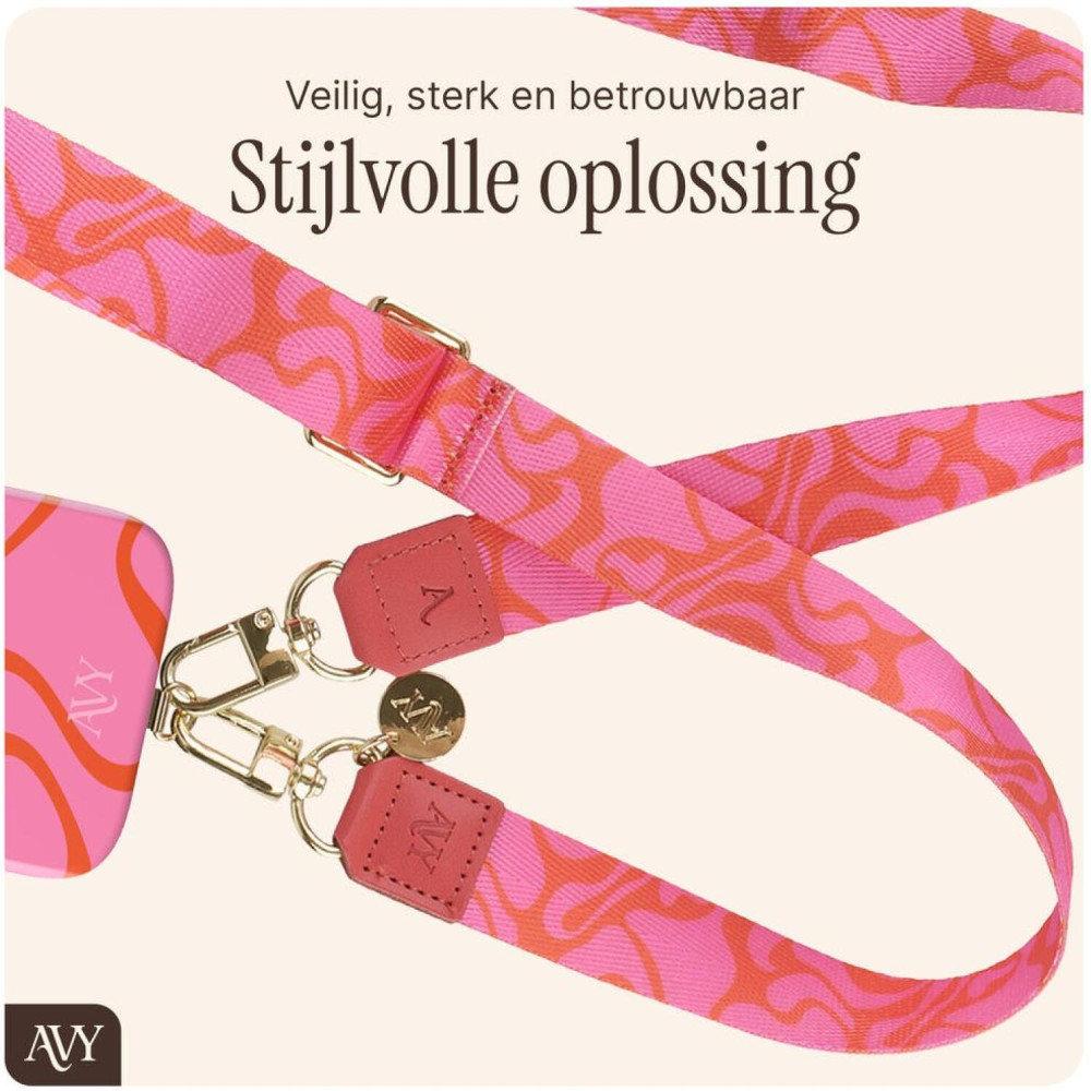 Λουράκι Λαιμού AVY Nylon Crossbody Strap Αποσπώμενο για Θήκες Κινητών / Smartphones - Rose Twist (8719246497919)