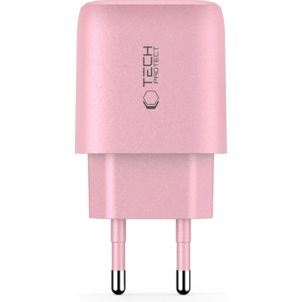 Φορτιστής Tech-Protect NCA20 Αντάπτορας με 1 x USB-A / 1 x Type-C 20W - Baby Pink (5906302330645)