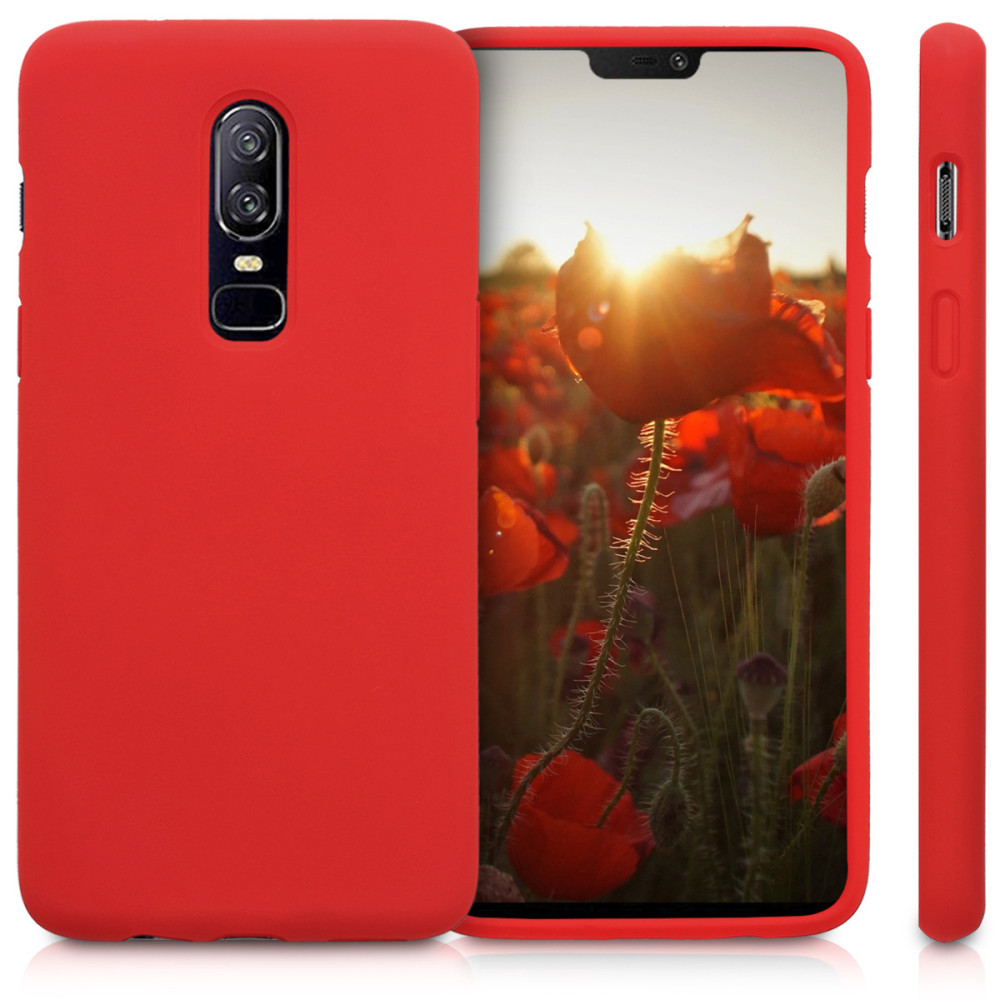 KW Θήκη Σιλικόνης OnePlus 6 - Soft Flexible Rubber Protective Cover - Red - (46122.09)
