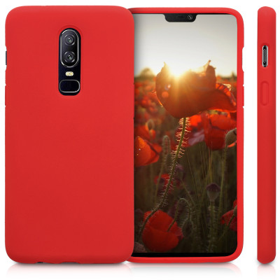 KW Θήκη Σιλικόνης OnePlus 6 - Soft Flexible Rubber Protective Cover - Red - (46122.09)