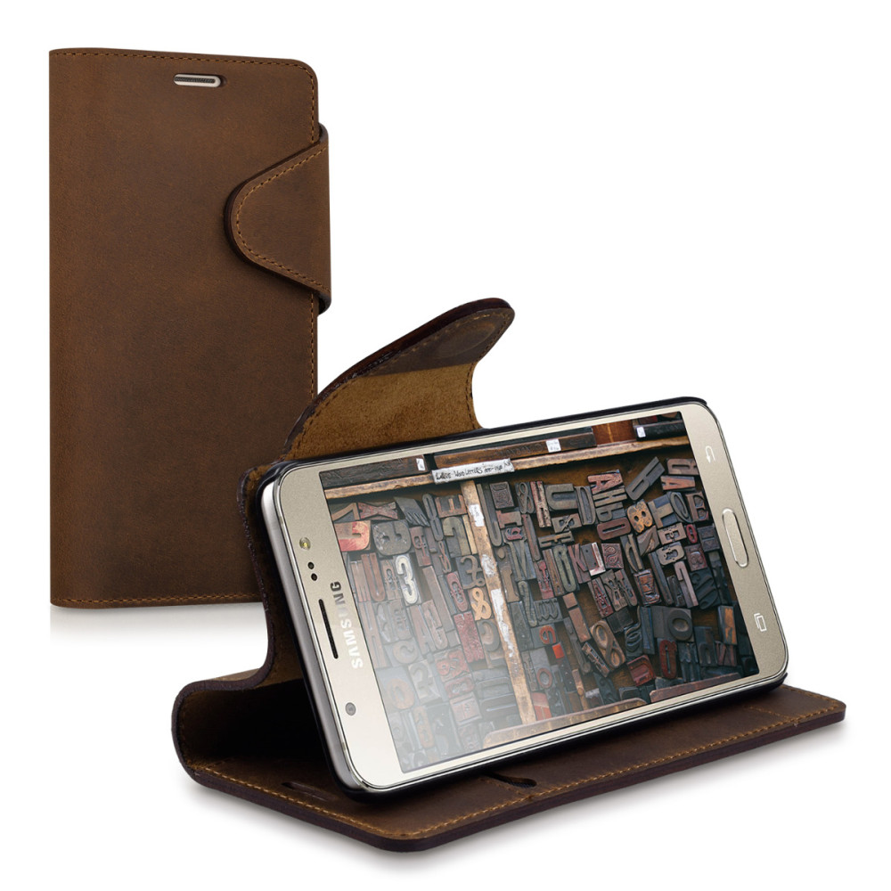 Kalibri Δερμάτινη Suede Θήκη - Πορτοφόλι Samsung Galaxy J5 2016 - Καφέ (40095.05)