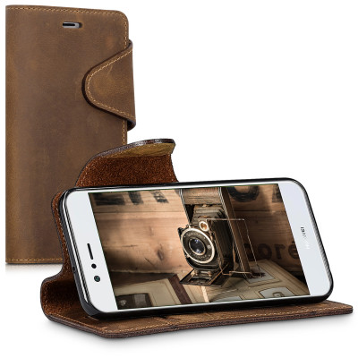 Kalibri Δερμάτινη Suede Θήκη - Πορτοφόλι Huawei Nova 2 - Brown (43624.05)