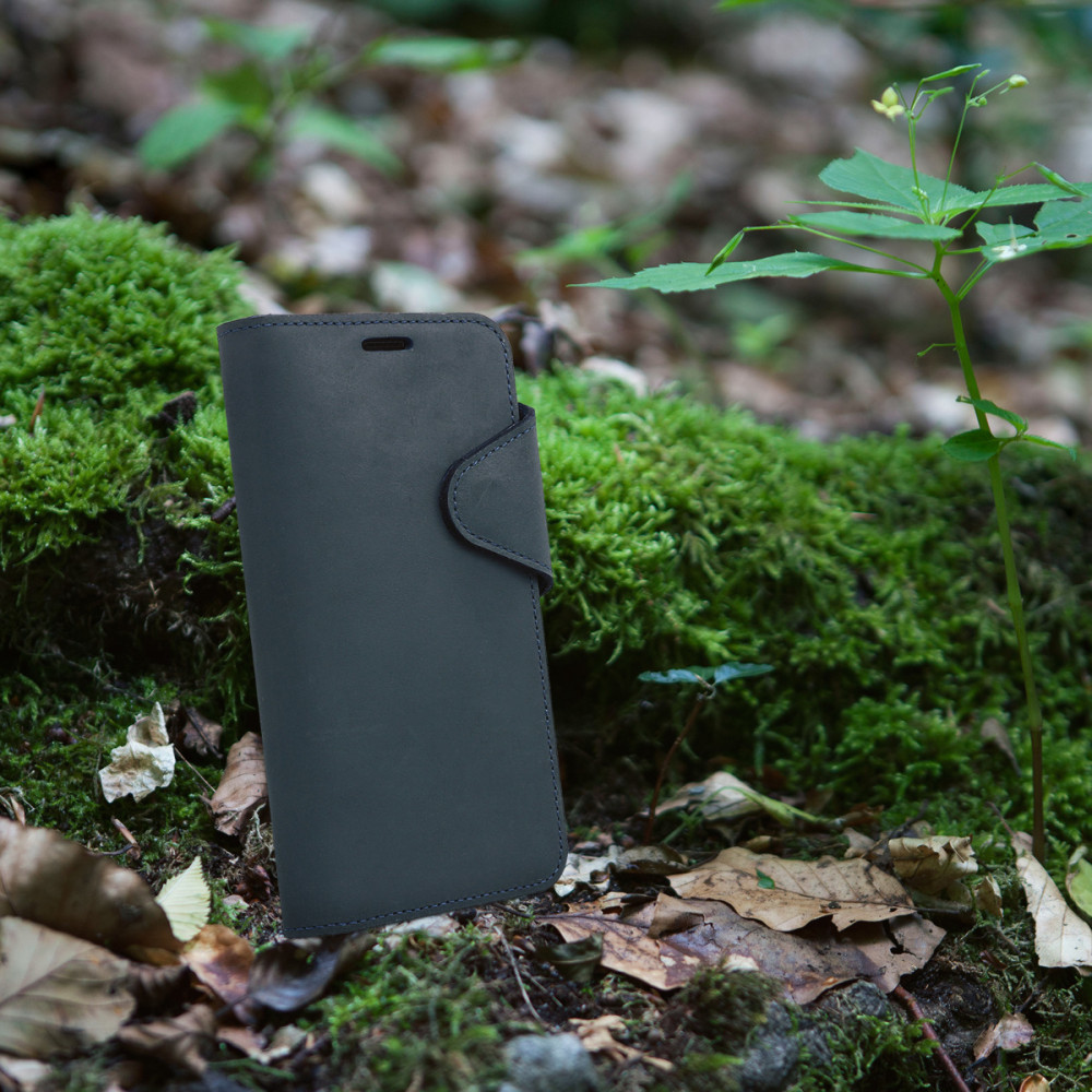 Kalibri Δερμάτινη Suede Θήκη - Πορτοφόλι  Samsung Galaxy J7 (2017) -  Dark Blue (42897.17)