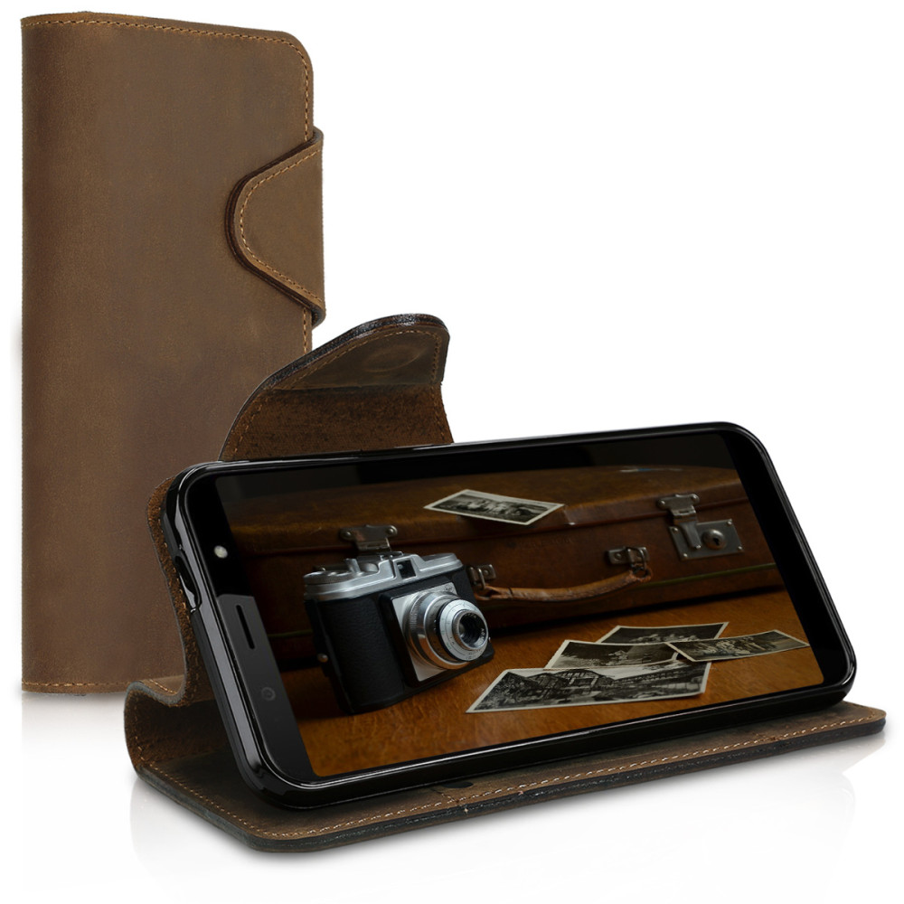 Kalibri Δερμάτινη Suede Θήκη - Πορτοφόλι HTC U12 Life - Brown (46336.05)