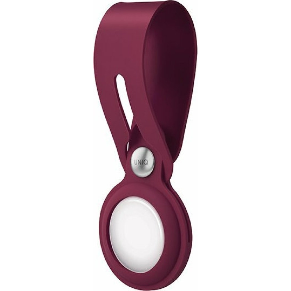Uniq Vencer Loop - Σετ Θήκη / Μπρελόκ Premium Σιλικόνης και Μεμβράνη Προστασίας Apple AirTag - Burgundy Maroon (UNIQ-AIRTAG-VENMRN)