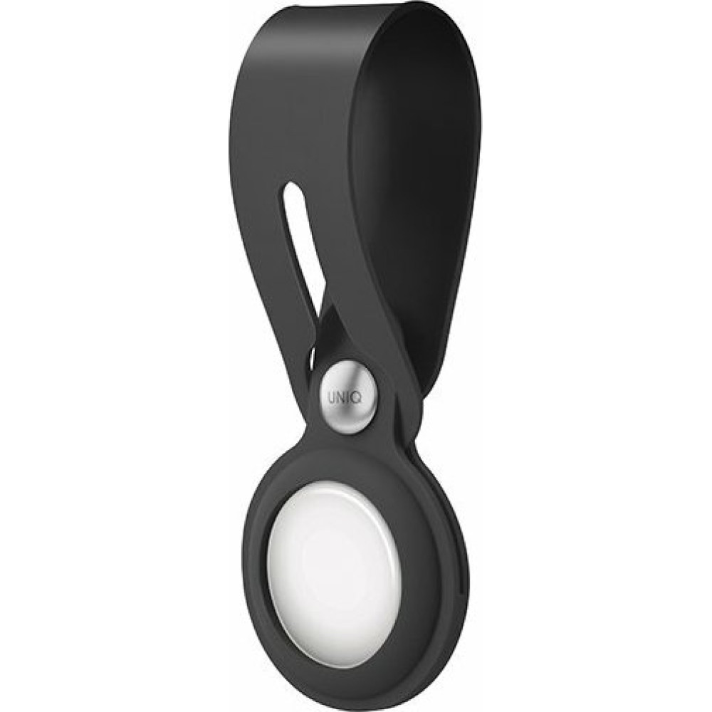 Uniq Vencer Loop - Σετ Θήκη / Μπρελόκ Premium Σιλικόνης και Μεμβράνη Προστασίας Apple AirTag - Charcoal Dark Grey (UNIQ-AIRTAG-VENDGRY)