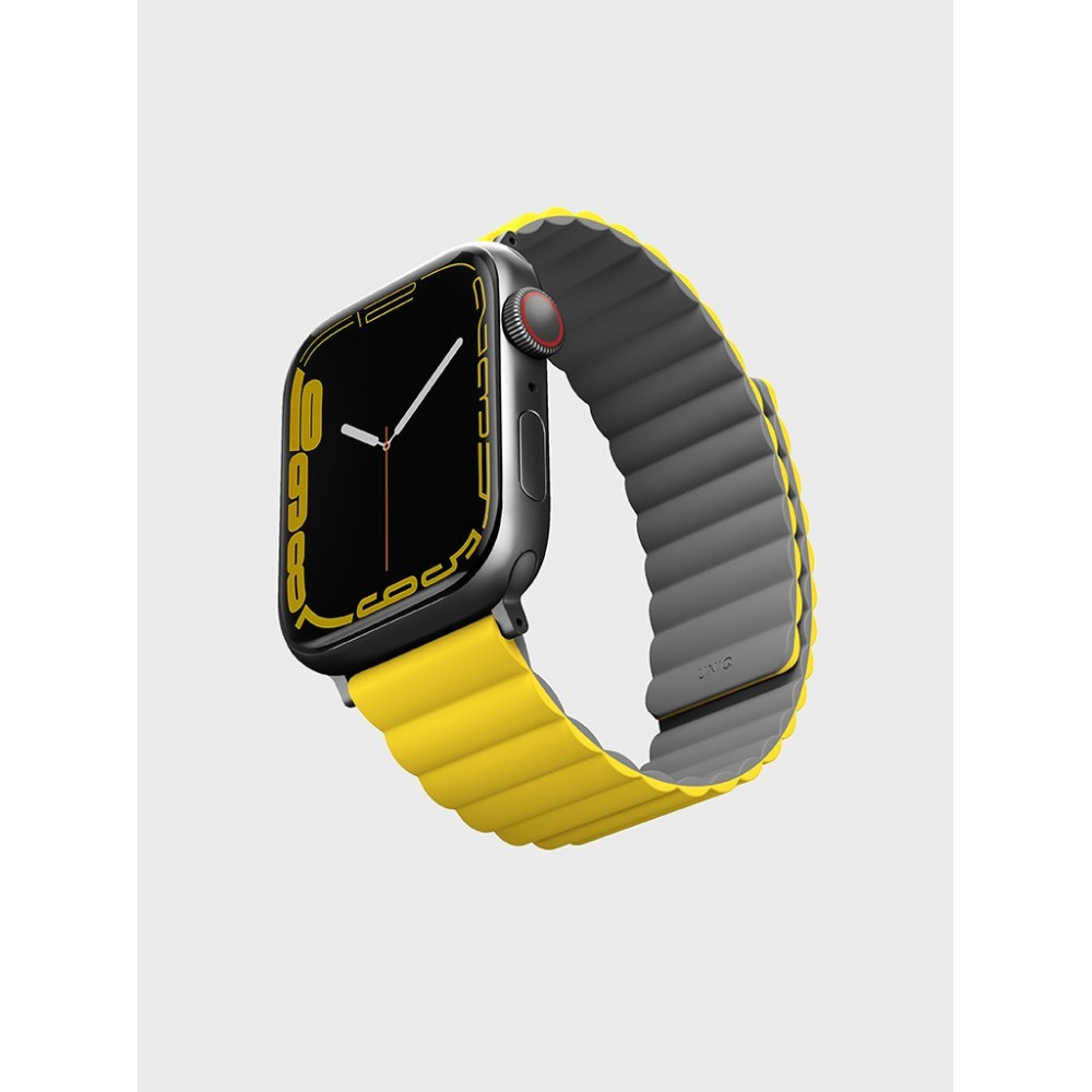 Uniq Revix Μαγνητικό Λουράκι Premium Σιλικόνης Apple Watch Ultra/SE/11/10/9/8/7/6/5/4 (49/46/45/44mm) - Yellow / Grey (UNIQ-45MM-REVYELGRY)