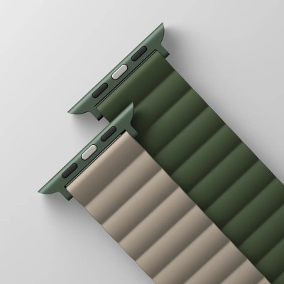 Uniq Revix Μαγνητικό Λουράκι Premium Σιλικόνης Apple Watch Ultra/SE/11/10/9/8/7/6/5/4 (49/46/45/44mm) - Green / Taupe (UNIQ-45MM-REVGRNTPE)