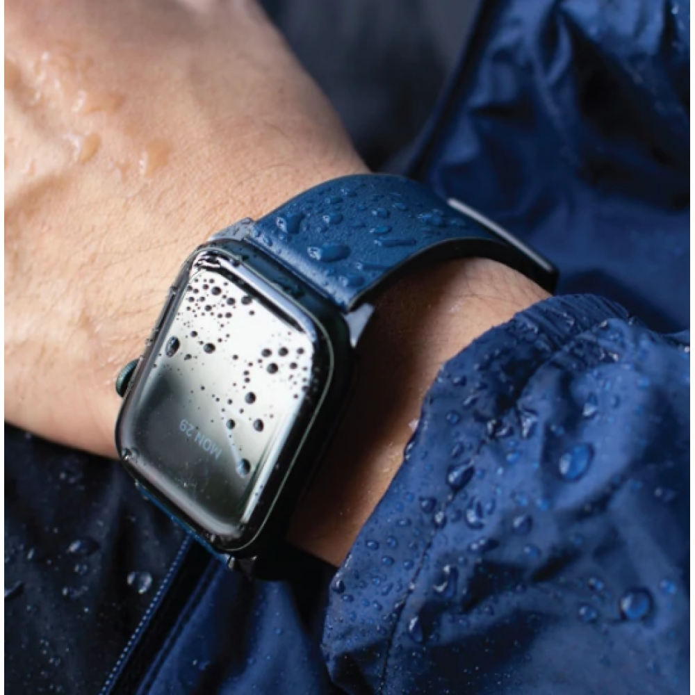 Uniq Straden Hybrid - Αδιάβροχο Δερμάτινο Λουράκι με Σιλικόνη - Apple Watch Ultra/SE/11/10/9/8/7/6/5/4 (49/46/45/44mm) - Blue (UNIQ-45MM-STRABLU)