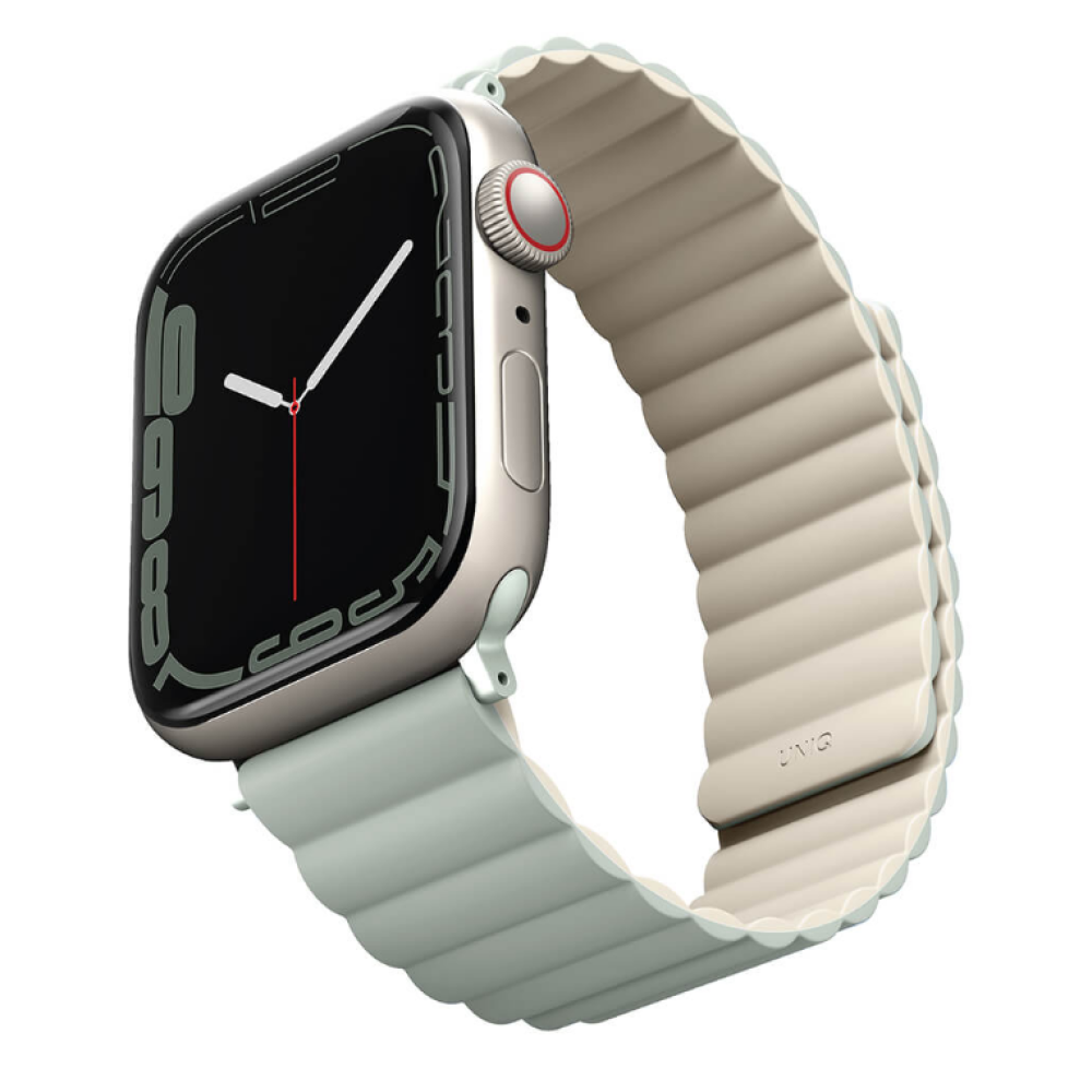 Uniq Revix Μαγνητικό Λουράκι Premium Σιλικόνης Apple Watch SE/11/10/9/8/7/6/5/4 (42/41/40mm) - Sage / Beige (UNIQ-41MM-REVSAGBEG)