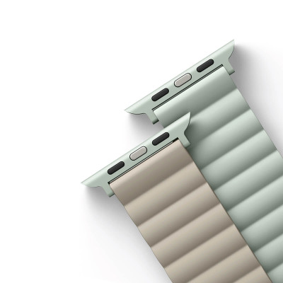 Uniq Revix Μαγνητικό Λουράκι Premium Σιλικόνης Apple Watch Ultra/SE/11/10/9/8/7/6/5/4 (49/46/45/44mm) - Sage / Beige (UNIQ-45MM-REVSAGBEG)