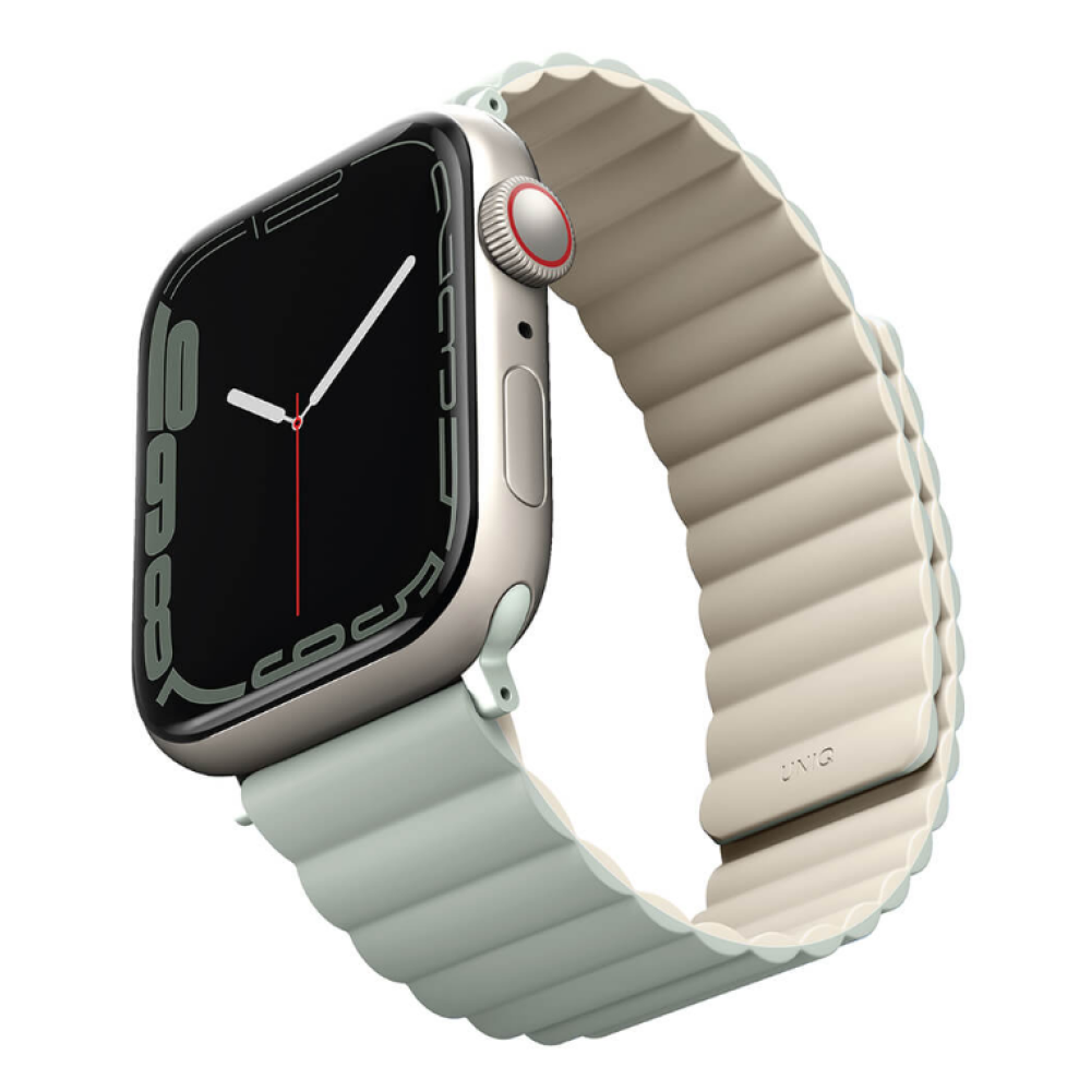 Uniq Revix Μαγνητικό Λουράκι Premium Σιλικόνης Apple Watch Ultra/SE/11/10/9/8/7/6/5/4 (49/46/45/44mm) - Sage / Beige (UNIQ-45MM-REVSAGBEG)