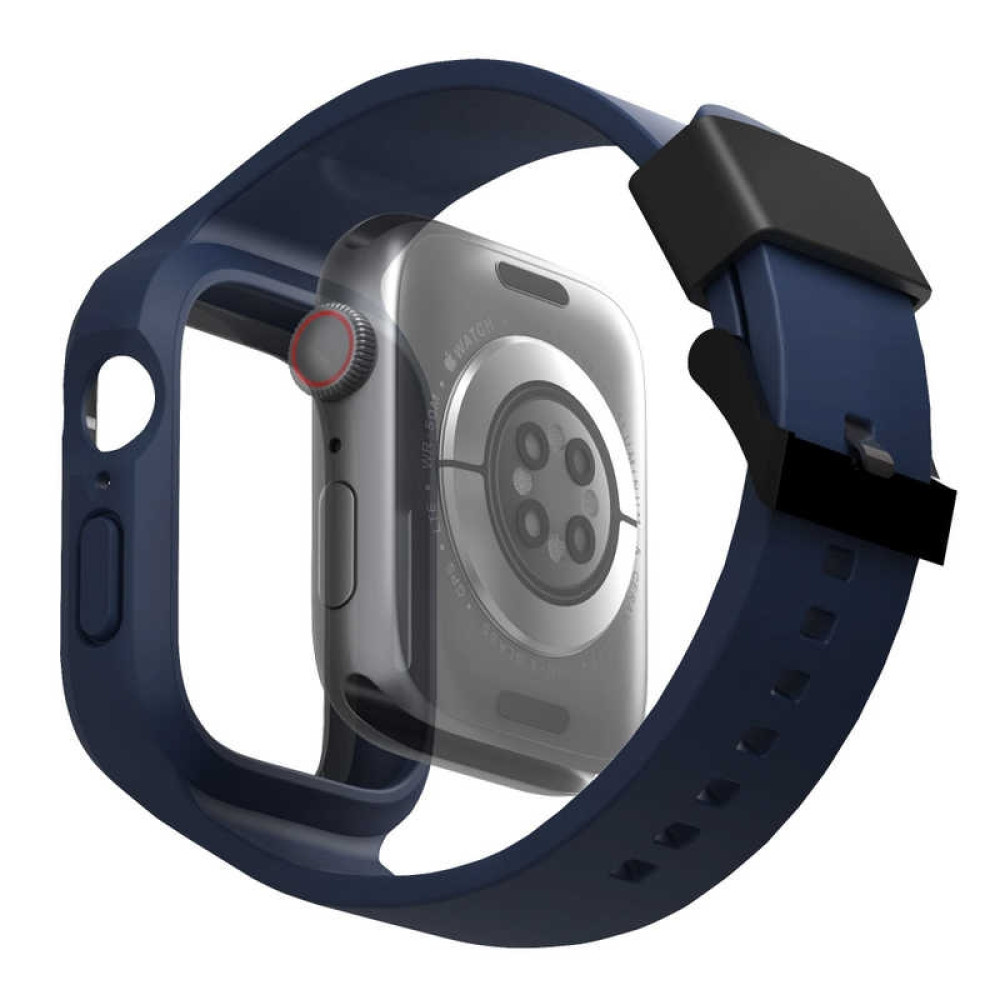 Uniq Monos Unibody Λουράκι Σιλικόνης με Θήκη - Apple Watch SE/9/8/7/6/5/4 (45/44mm) - Marine Blue (UNIQ-45MM-MONOSBLU)