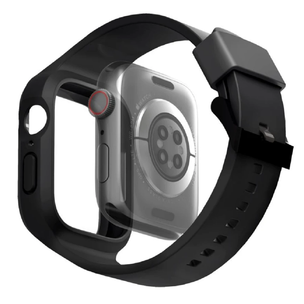Uniq Monos Unibody Λουράκι Σιλικόνης με Θήκη - Apple Watch SE/9/8/7/6/5/4 (45/44mm) - Midnight Black (UNIQ-45MM-MONOSBLK)