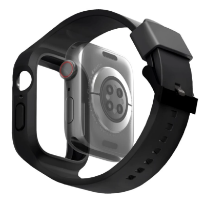 Uniq Monos Unibody Λουράκι Σιλικόνης με Θήκη - Apple Watch SE/9/8/7/6/5/4 (45/44mm) - Midnight Black (UNIQ-45MM-MONOSBLK)