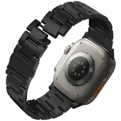 Uniq Osta Stainless Steel Band - Μεταλλικό Λουράκι από Ανοξείδωτο Ατσάλι - Apple Watch Ultra/SE/11/10/9/8/7/6/5/4 (49/46/45/44mm) - Black (UNIQ-49MM-OSTABLK)