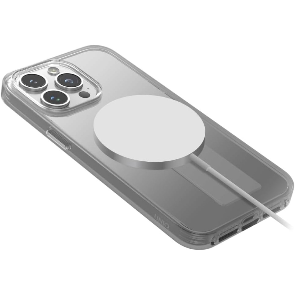 Uniq Heldro Mag MagClick - Ανθεκτική Διάφανη MagSafe Θήκη με 1 x Λουράκι Χειρός & 2 x Finger Holder - Apple iPhone 15 Pro - Crystal Clear (UNIQ-IP6.1P(2023)-HELMGCLR)