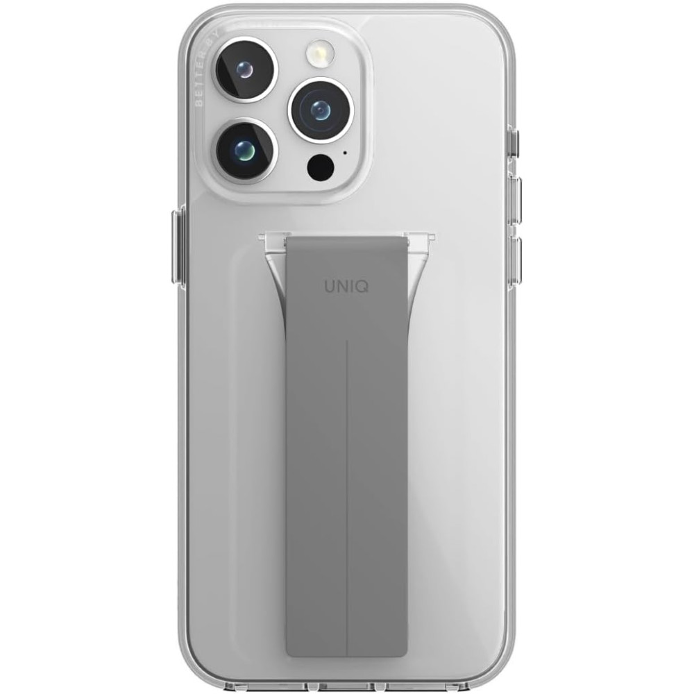 Uniq Heldro Mount Plus - Ανθεκτική Διάφανη Θήκη με Kickstand / Λουράκι Χειρός & Μαγνητικό Finger Holder - Apple iPhone 15 Pro - Crystal Clear (UNIQ-IP6.1P(2023)-HELMCLR)