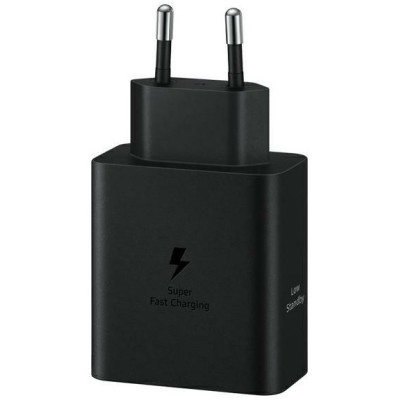 Official Samsung Fast GaN Travel Charger - Ταχυφορτιστής Τοίχου / Αντάπτορας με 2 x Θύρες Type-C & Καλώδιο Φόρτισης Type-C σε Type-C - 180cm - 50W - Black (EP-T5020XBEGEU)