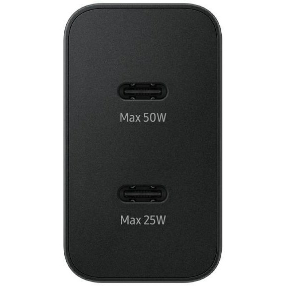 Official Samsung Fast GaN Travel Charger - Ταχυφορτιστής Τοίχου / Αντάπτορας με 2 x Θύρες Type-C & Καλώδιο Φόρτισης Type-C σε Type-C - 180cm - 50W - Black (EP-T5020XBEGEU)