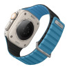 Λουράκι Apple Watch Ultra/SE/11/10/9/8/7/6/5/4 (49/46/45/44mm) - Uniq Revix Evo Αναστρέψιμο Μαγνητικό από Premium Σιλικόνη - Pacific Blue / Black (UNIQ-49MM-REVEPCBLUBLK)