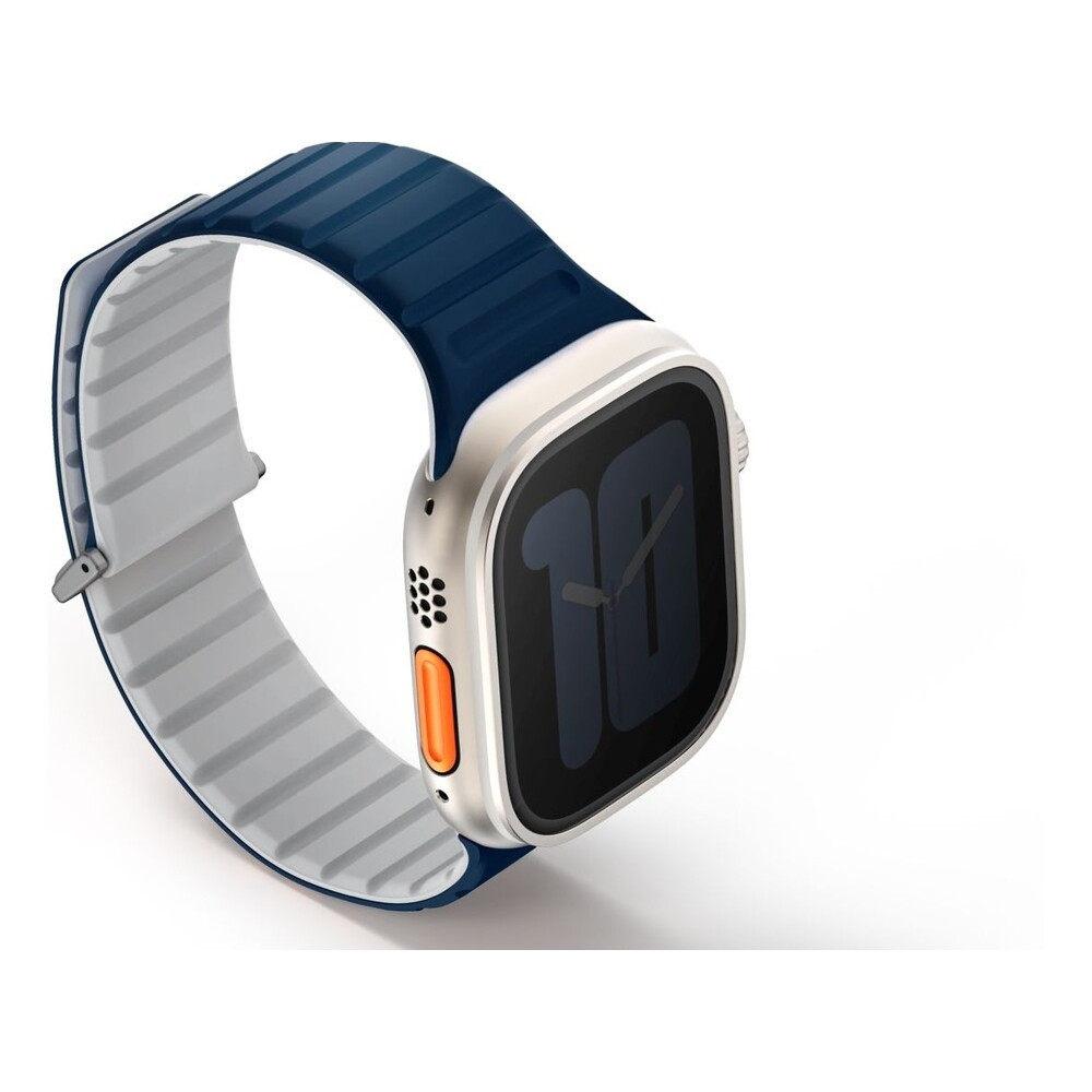 Λουράκι Apple Watch Ultra/SE/11/10/9/8/7/6/5/4 (49/46/45/44mm) - Uniq Revix Evo Αναστρέψιμο Μαγνητικό από Premium Σιλικόνη - Royal Blue / Chalk (UNIQ-49MM-REVERBLUCHK)