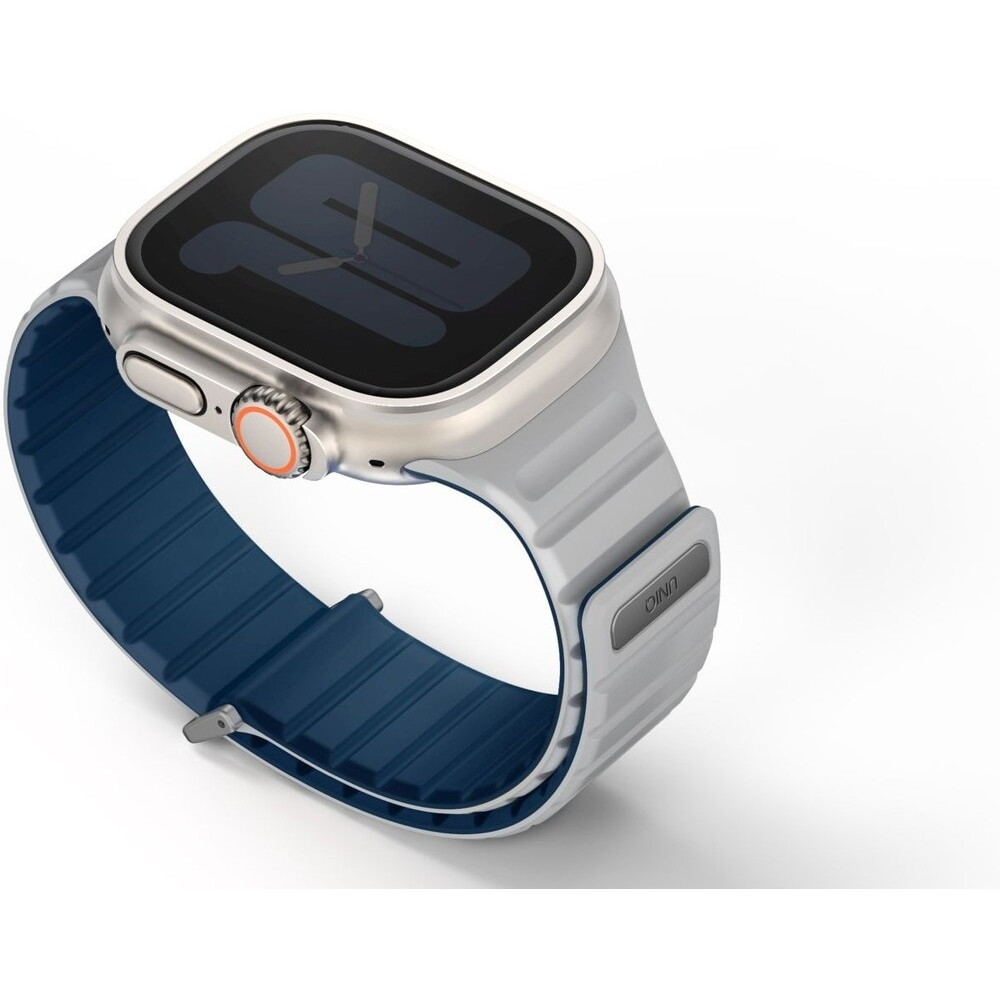 Λουράκι Apple Watch Ultra/SE/11/10/9/8/7/6/5/4 (49/46/45/44mm) - Uniq Revix Evo Αναστρέψιμο Μαγνητικό από Premium Σιλικόνη - Royal Blue / Chalk (UNIQ-49MM-REVERBLUCHK)