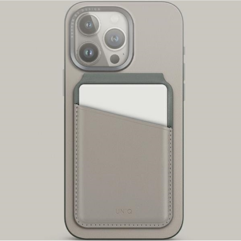 Universal Θήκη Uniq Lyden Duo Series MagSafe Πορτοφόλι για Κάρτες με RFID & Αναδιπλούμενη Βάση από Δέρμα Vegan - Ivory Lichen / Green (UNIQ-LYDENDS-IVYLGRN)