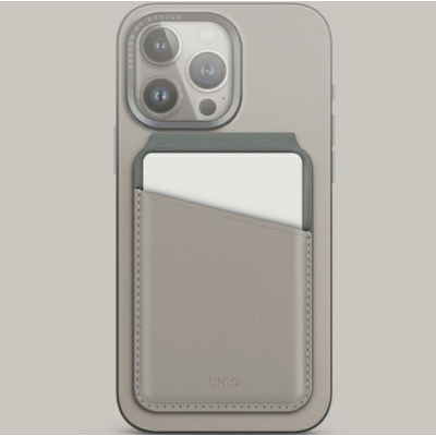 Universal Θήκη Uniq Lyden Duo Series MagSafe Πορτοφόλι για Κάρτες με RFID & Αναδιπλούμενη Βάση από Δέρμα Vegan - Ivory Lichen / Green (UNIQ-LYDENDS-IVYLGRN)