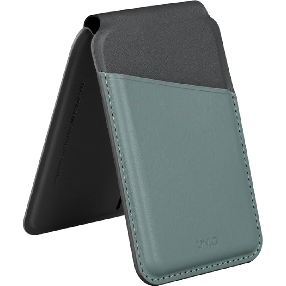 Universal Θήκη Uniq Lyden Duo Series MagSafe Πορτοφόλι για Κάρτες με RFID & Αναδιπλούμενη Βάση από Δέρμα Vegan - Washed Blue / Black (UNIQ-LYDENDS-WBLUBLK)