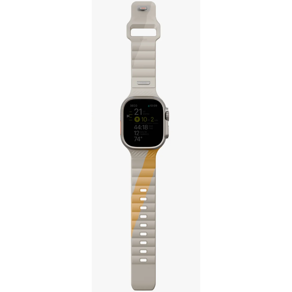 Λουράκι Apple Watch Ultra/SE/11/10/9/8/7/6/5/4 (49/46/45/44mm) Uniq Stride Designer Edition Ανθεκτικό Αδιάβροχο από Premium Καουτσούκ FKM - Beige / Canary Yellow (UNIQ-49MM-STRDEBEGCYEL)