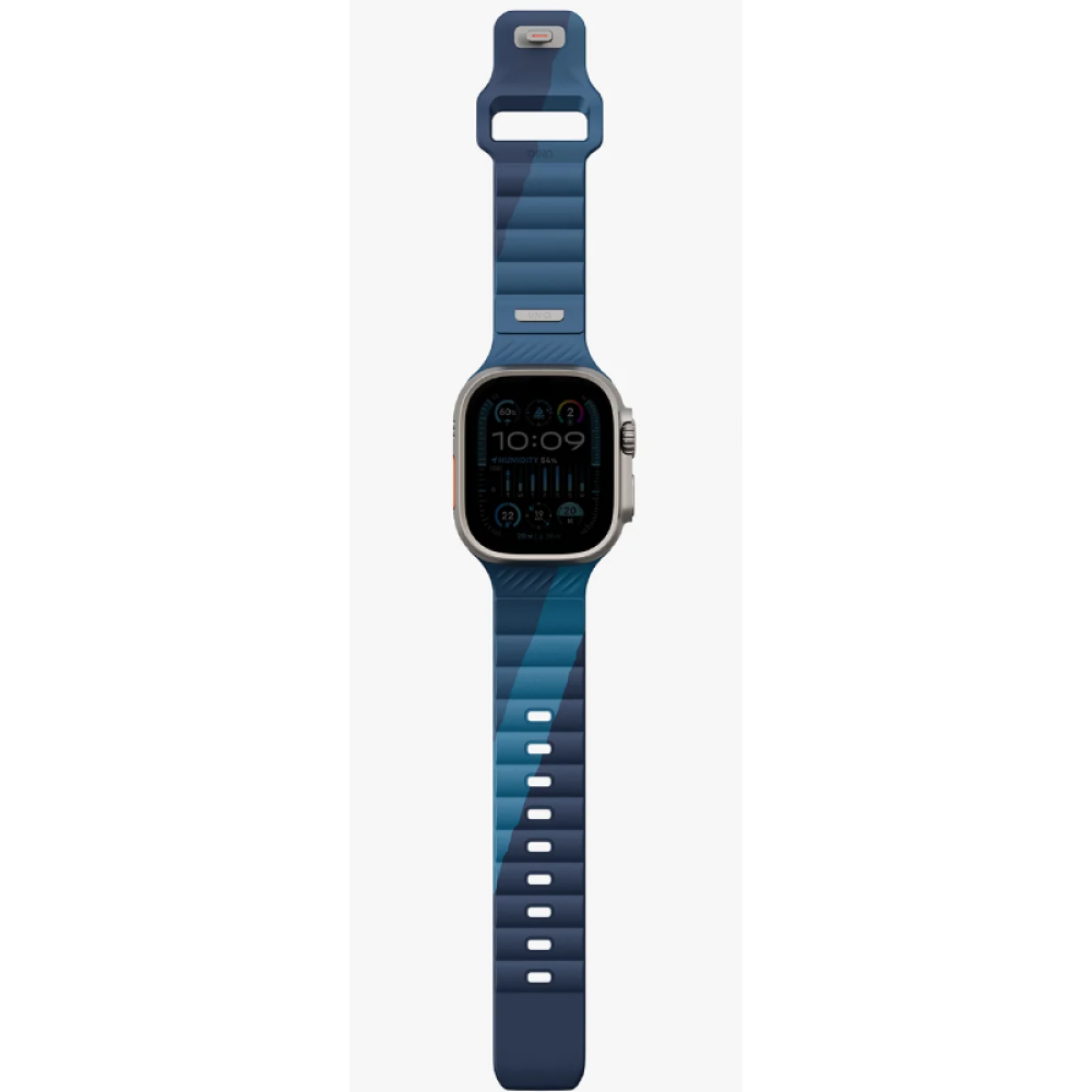 Λουράκι Apple Watch Ultra/SE/11/10/9/8/7/6/5/4 (49/46/45/44mm) Uniq Stride Designer Edition Ανθεκτικό Αδιάβροχο από Premium Καουτσούκ FKM - Storm / Aegean Blue (UNIQ-49MM-STRDESTMABU)