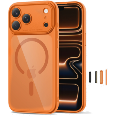 Θήκη iPhone 17 Pro Tech-Protect MagPeak CC Σκληρή Διάφανη με MagSafe & Πλαίσιο Κάμερας - Cosmic Orange / Clear (5906302333813)