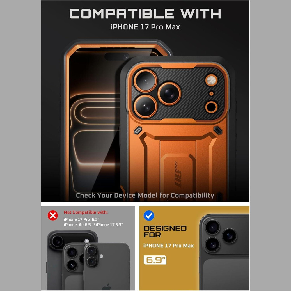 Θήκη iPhone 17 Pro Max Supcase Unicorn Beetle Pro Ανθεκτική Full Body 360° με KickStand - Coral (843439159846)