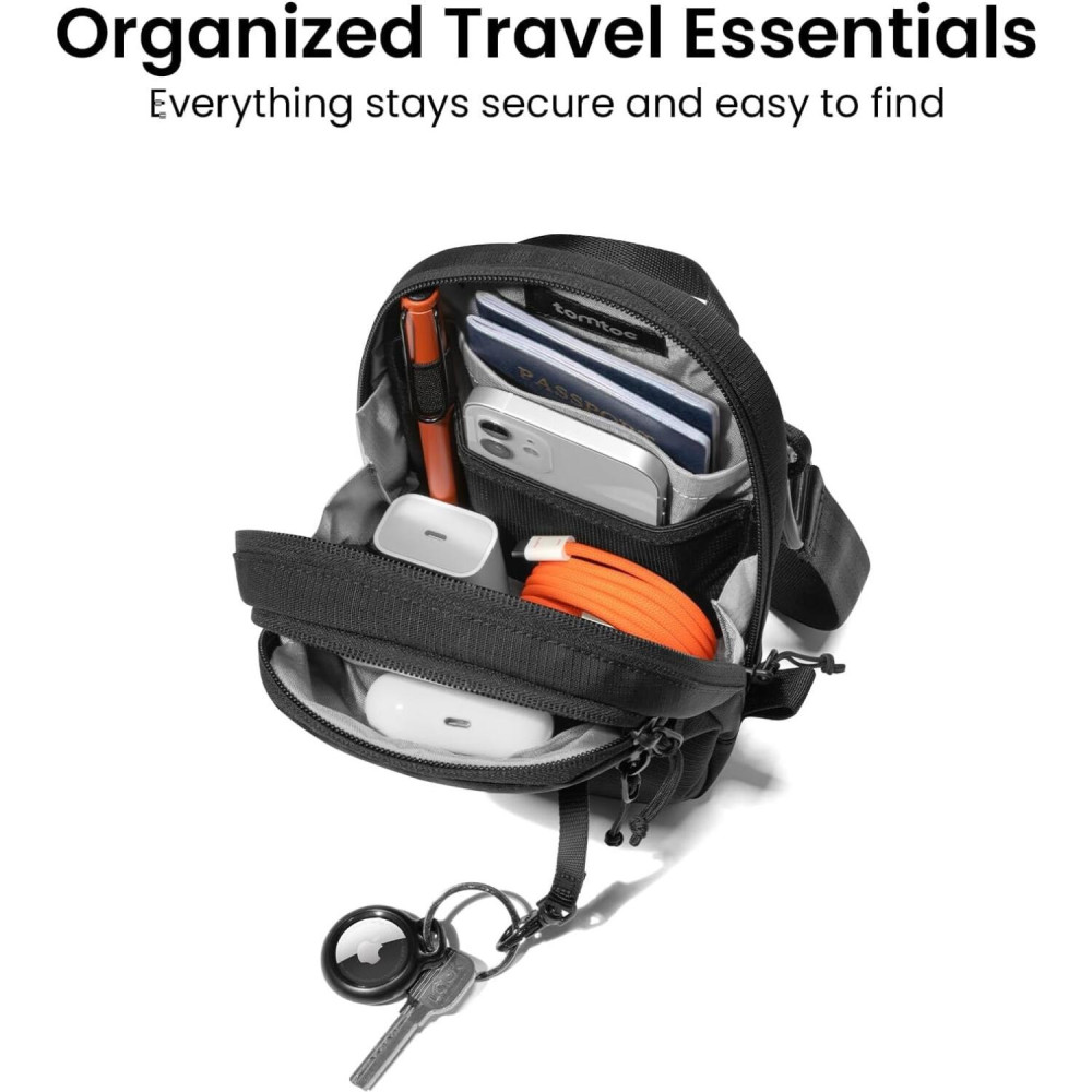 Τσαντάκι Tomtoc Aviator-T37 Travel Crossbody Bag Ώμου / Χιαστί Crossbody Αντικλεπτικό με RFID 1.3L - Black (T37S1D1)