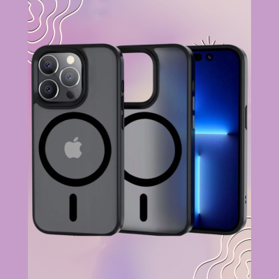 Θήκη iPhone 15 Pro Max Bodycell MagSafe Backcover Σκληρή Ημιδιάφανη με MagSafe - Matte Black (5206015083754)