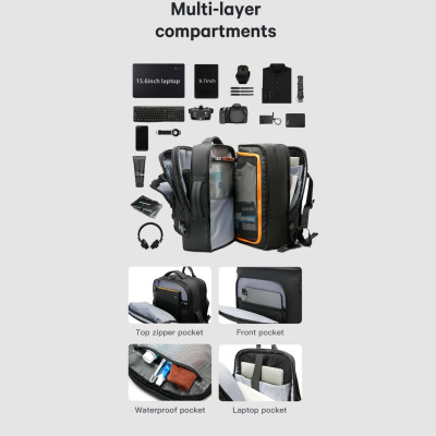 Σακίδιo Πλάτης / Backpack Bange 3055 Ταξιδιού / Τσάντα Μεταφοράς Laptop έως 17.3" 30-40L - Black