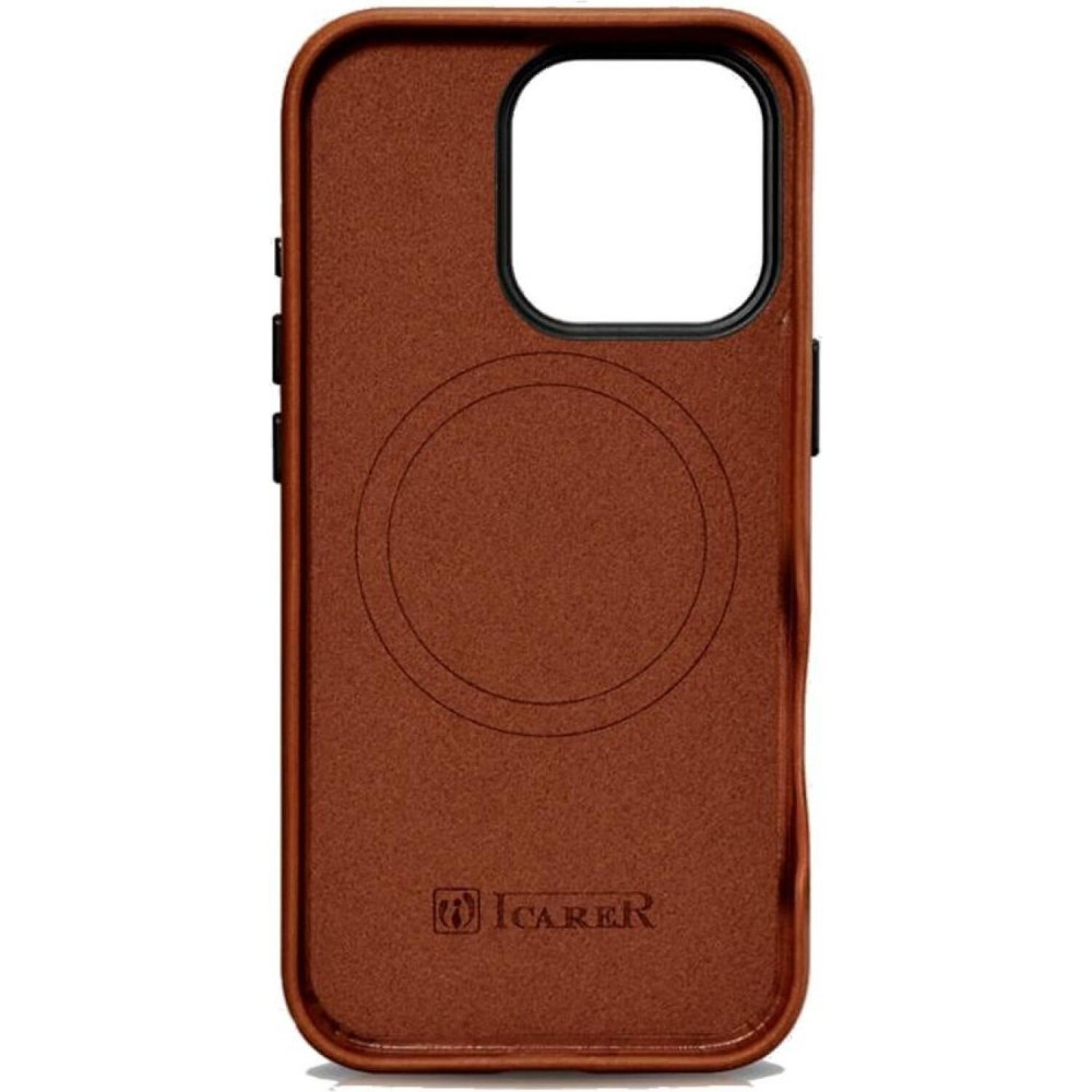 Θήκη iPhone 16 Pro Max iCarer Leather Back Case Δερμάτινη με MagSafe - Retro Brown (WMI16240704-SN)
