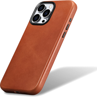 Θήκη iPhone 15 Pro Max iCarer Leather Back Case Δερμάτινη με MagSafe - Retro Brown (WMI15230604-SN)