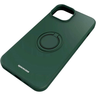 Θήκη iPhone 14 Spacecase Silicone Ring Σιλικόνης με Μεταλλικό Μαγνητικό Ring Holder - Dark Green (5905719013523)