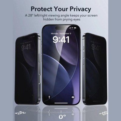 Tempered Glass iPhone 17 Pro ESR UltraFit Classic Privacy Full Face Αντιχαρακτικό Γυαλί Προστασίας Απορρήτου Οθόνης 3 Τεμάχια - Black (4894240282410)
