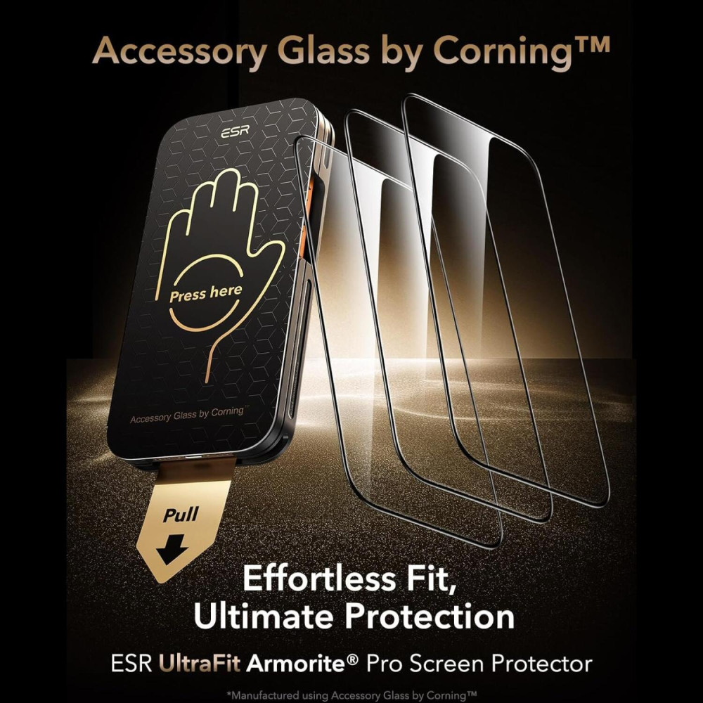 Tempered Glass iPhone 17 Pro Max ESR UltraFit Armorite Pro Corning Gorilla Glass Full Face Αντιχαρακτικό Γυαλί Προστασίας Οθόνης 3 Τεμάχια - Black (4894240284995)