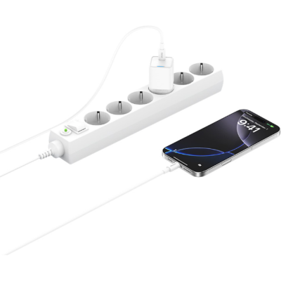 Φορτιστής Recci RC106E GaN Αντάπτορας με 1 x Type-C 25W & 1 x Καλώδιο Type-C σε Type-C 100cm - White (6955482532478)