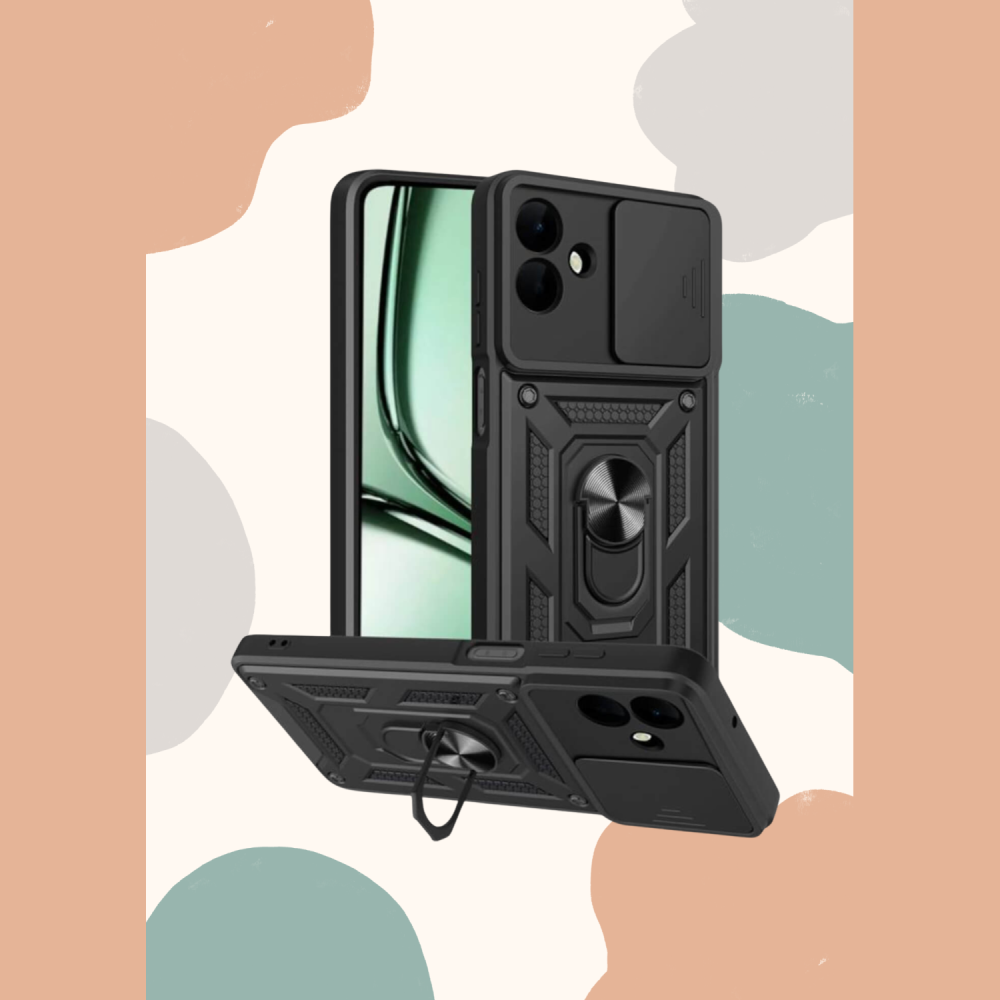 Θήκη Samsung Galaxy A07 4G Bodycell Armor Slide Ανθεκτική με Κάλυμμα για την Κάμερα & Μεταλλικό Ring Holder - Black (5206015084201)