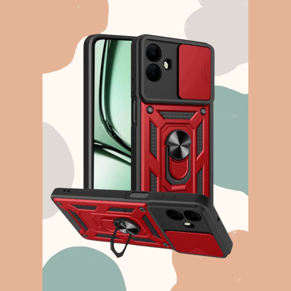 Θήκη Samsung Galaxy A07 4G Bodycell Armor Slide Ανθεκτική με Κάλυμμα για την Κάμερα & Μεταλλικό Ring Holder - Red (5206015084218)