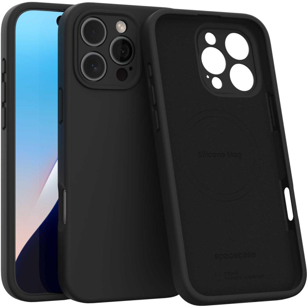 Θήκη iPhone 16 Pro Max Spacecase Silicone Mag Case Σιλικόνης με MagSafe - Black (5905719137939)