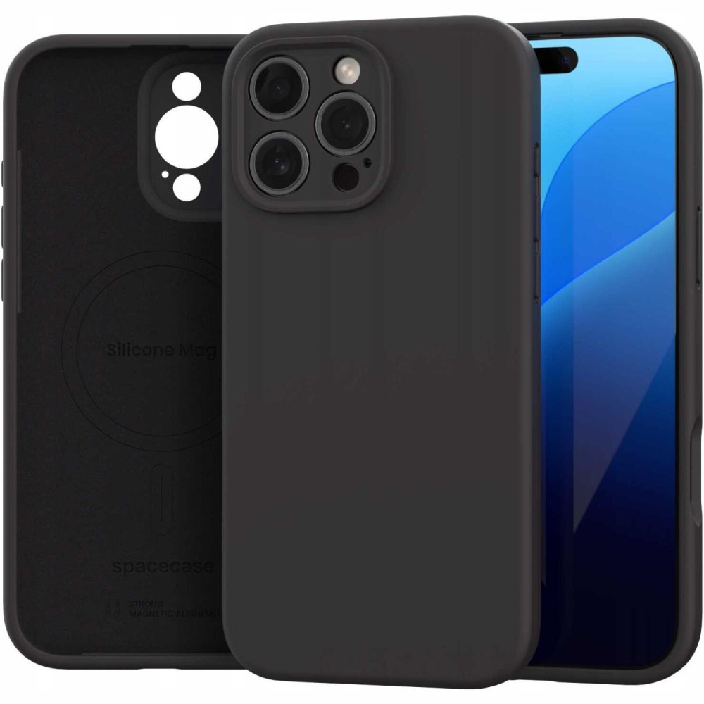 Θήκη iPhone 16 Pro Max Spacecase Silicone Mag Case Σιλικόνης με MagSafe - Black (5905719137939)