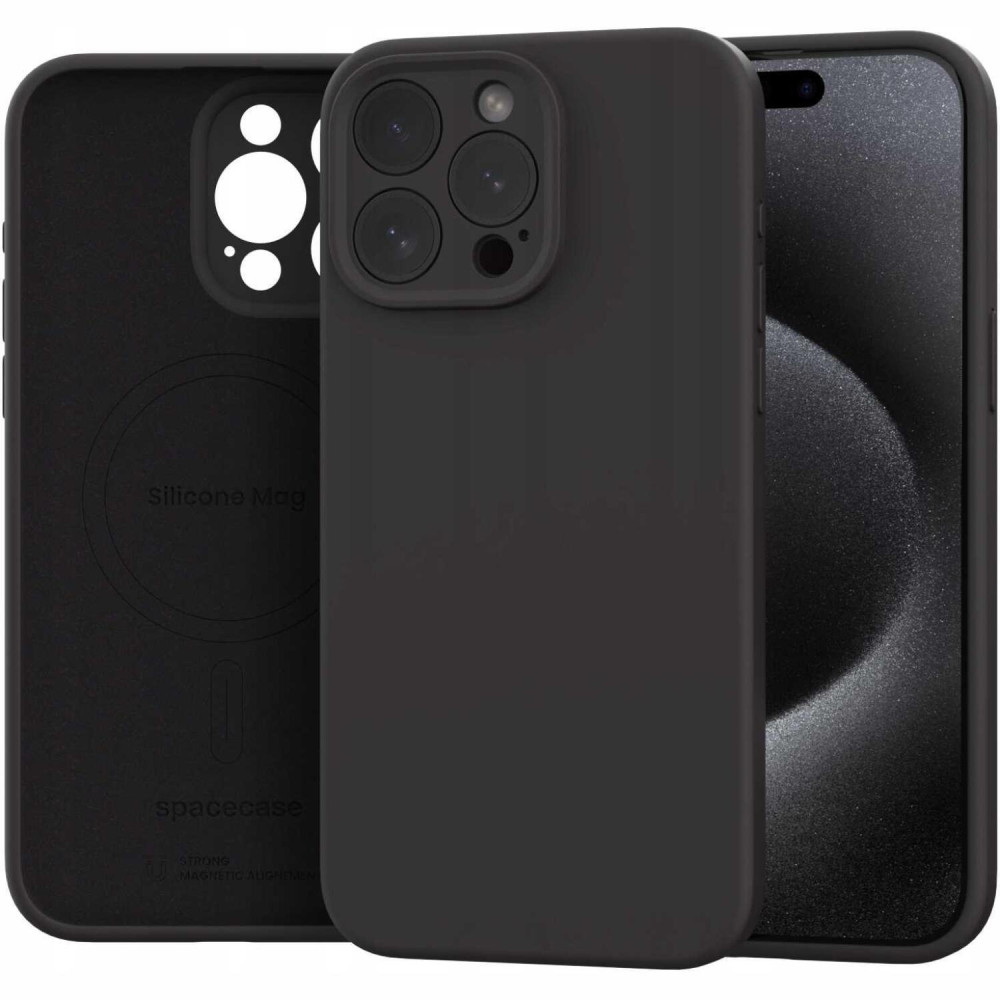 Θήκη iPhone 15 Pro Max Spacecase Silicone Mag Case Σιλικόνης με MagSafe - Black (5905719137861)