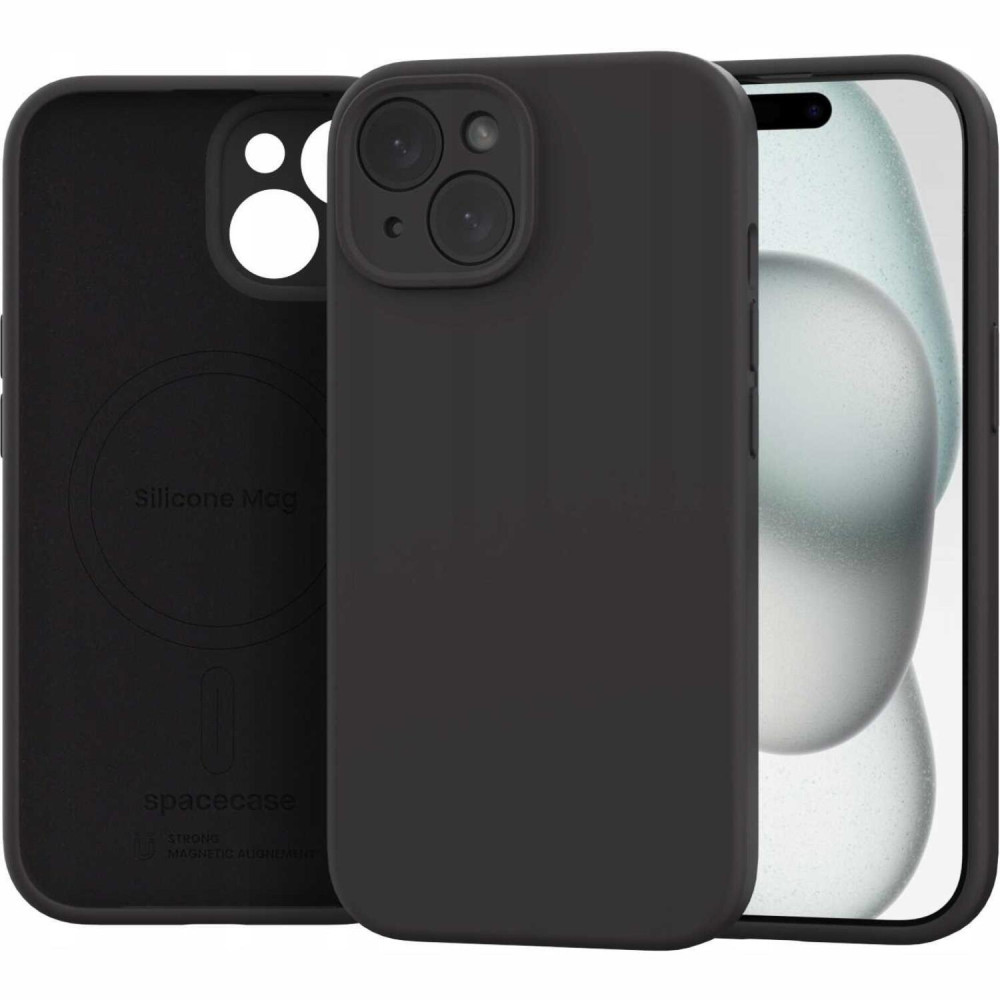 Θήκη iPhone 15 Spacecase Silicone Mag Case Σιλικόνης με MagSafe - Black (5905719137779)