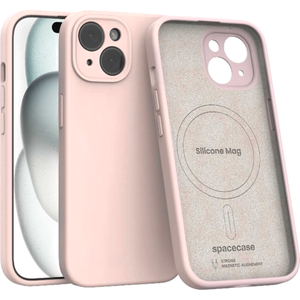 Θήκη iPhone 15 Spacecase Silicone Mag Case Σιλικόνης με MagSafe - Baby Pink (5905719137786)